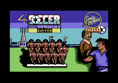 4 Soccer Simulators (Commodore 64) screenshot: Title screen for 11-A-Side Soccer