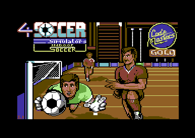 4 Soccer Simulators (Commodore 64) screenshot: Title screen for Indoor Soccer