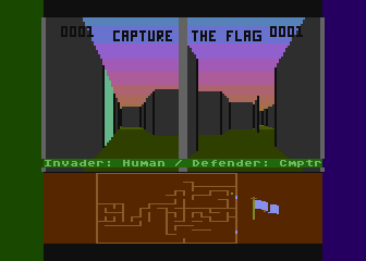 Capture the Flag (Atari 8-bit) screenshot: And reached the flag again, score!