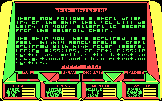 Phantasm (DOS) screenshot: Ship briefing