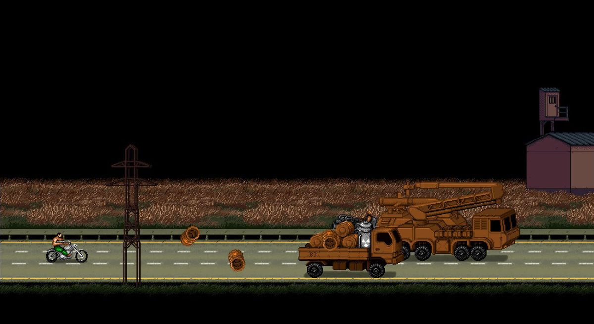 8-Bit Commando (Windows) screenshot: On the highway