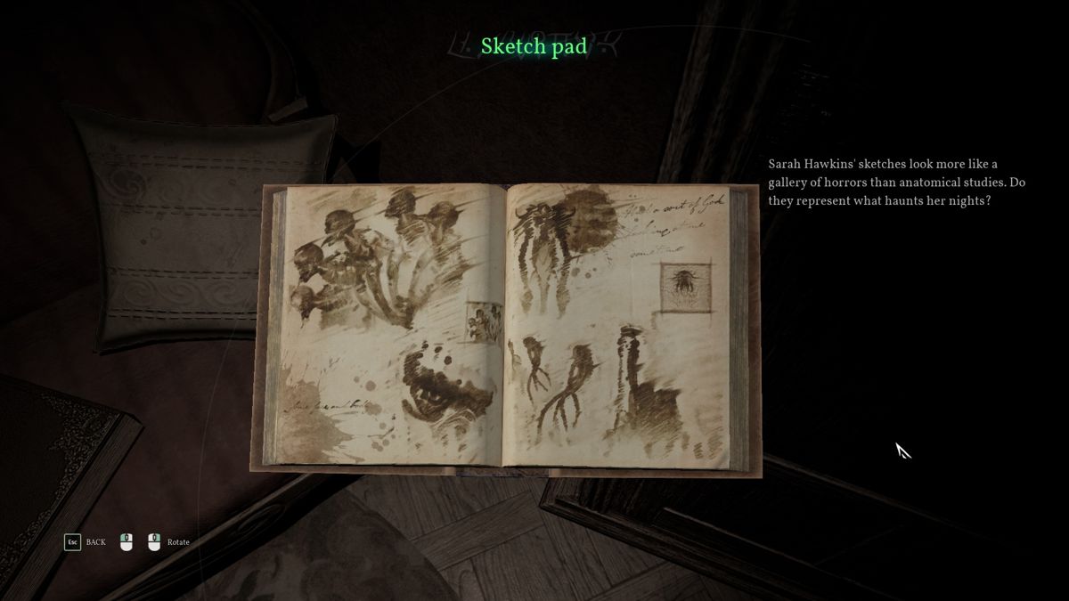 Call of Cthulhu (Windows) screenshot: What's on the artist's mind