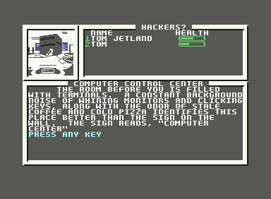 Mars Saga (Commodore 64) screenshot: the computer control room