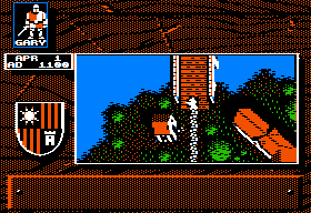 Knights of Legend (Apple II) screenshot: Exploring the town