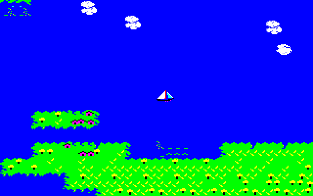 Sid Meier's Pirates! (PC-88) screenshot: Sailing thes sea, searching for prey...