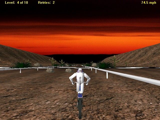 Evel Knievel Interactive Stunt Game (Windows) screenshot: They see me rollin', they hatin...