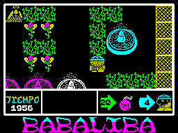 Babaliba (ZX Spectrum) screenshot: Following any path off the edge of the screen takes the player to a new game area
