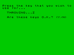 Micro Olympics (ZX Spectrum) screenshot: Event 2: Discus First the player decides on the action key to release the discus