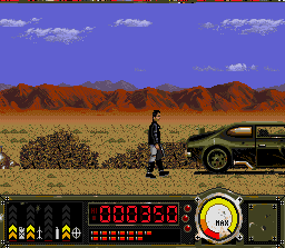 Outlander (SNES) screenshot: Getting back to the car.
