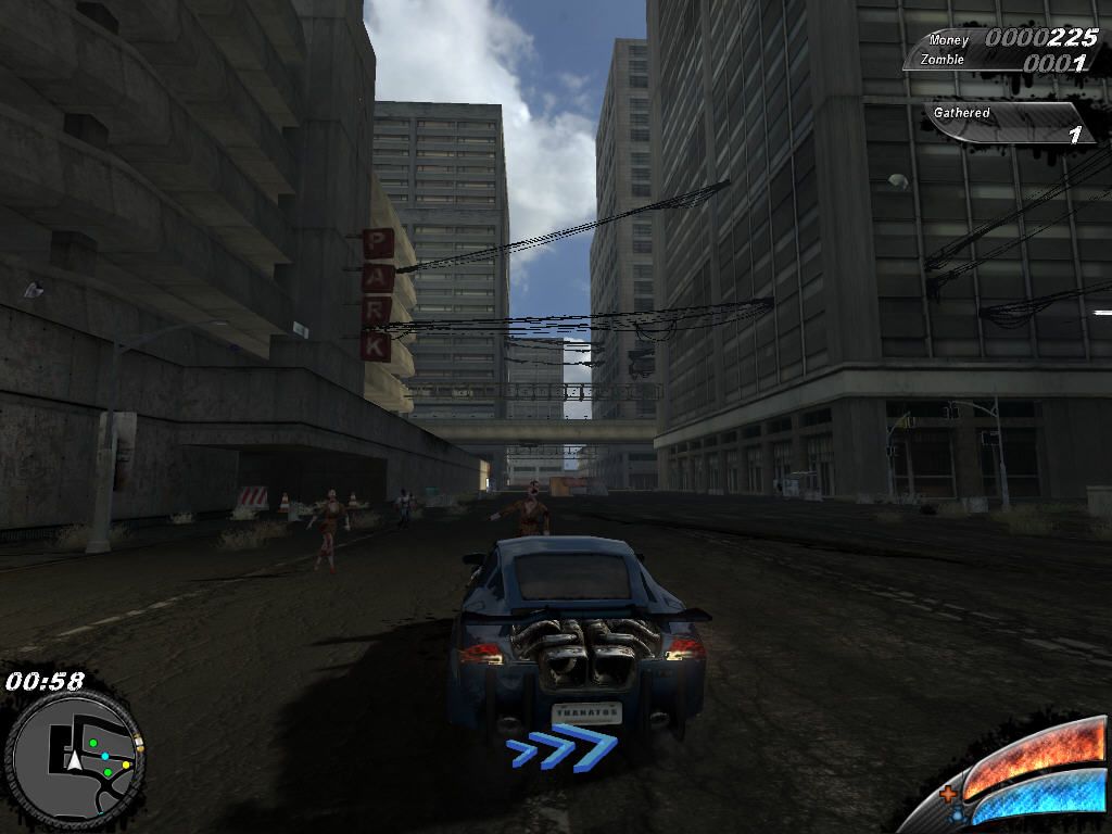 Clutch (Windows) screenshot: Zombie on road!
