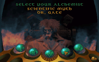 Alchemist (Windows) screenshot: Select your Alchemist: Dr. Gate the Scientific Myth