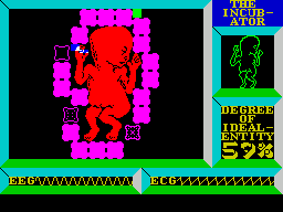 Deus Ex Machina (ZX Spectrum) screenshot: The Incubator. Here the cocoon must remain intact. This is done by touching each part