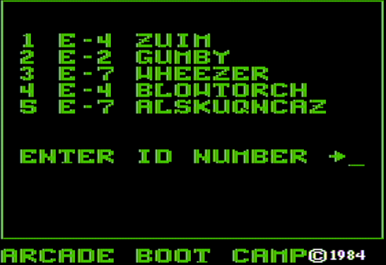 Arcade Boot Camp (Apple II) screenshot: Choosing Your Player Profile