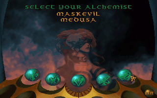 Alchemist (Windows) screenshot: Select your Alchemist: Medusa the MaskEvil