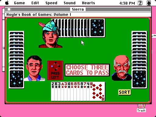 Hoyle: Official Book of Games - Volume 1 (Macintosh) screenshot: A game of Hearts