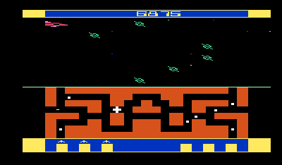 Flash Gordon (VIC-20) screenshot: Any pods you don't shoot within a few seconds will hatch into warriors.
