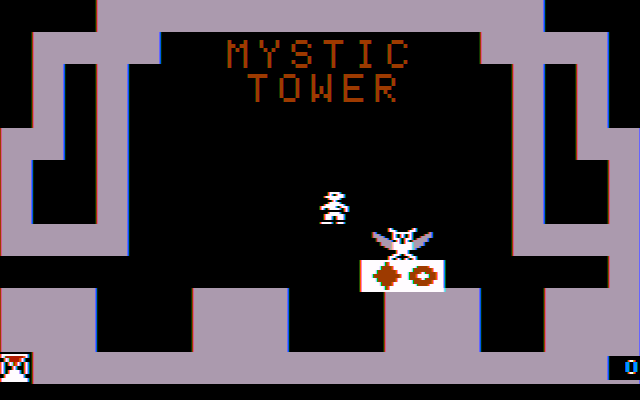 Think Quick! (DOS) screenshot: The Mystic Tower start screen (CGA w/Composite Monitor)