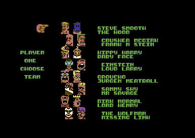 American Tag-Team Wrestling (Commodore 64) screenshot: Choose your team
