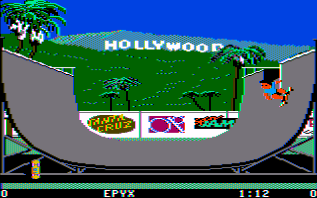 California Games (DOS) screenshot: Halfpipe (CGA w/Composite Monitor)