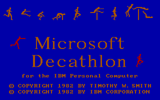 Olympic Decathlon (PC Booter) screenshot: Title screen (CGA with RGB monitor)