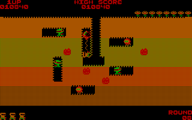 Screenshot of Dig Dug (PC Booter, 1982) - MobyGames