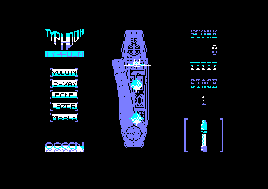 Ajax (Amstrad CPC) screenshot: The ship is launching missiles at me