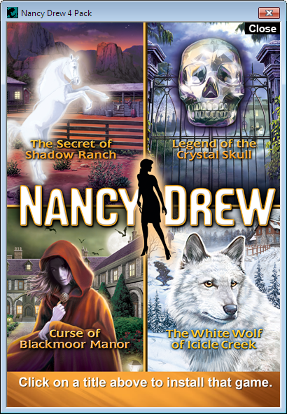 Nancy Drew: A Mystery Adventure 4 Pack (Windows) screenshot: Game installer.