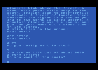 Adventure Quest (Atari 8-bit) screenshot: I'm a quitter.