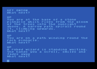 Adventure Quest (Atari 8-bit) screenshot: <sigh> Women never stay in my life.