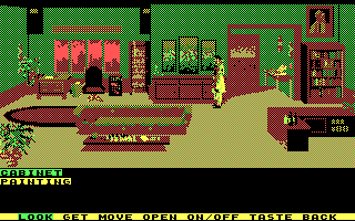 Mean Streets (DOS) screenshot: Carl Linksky's home. (CGA)