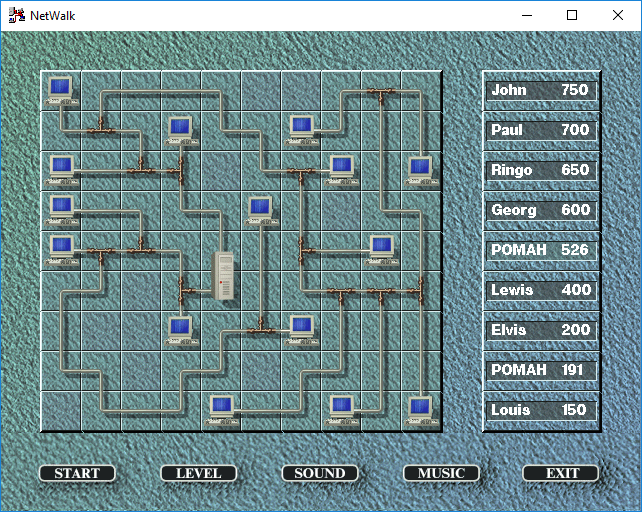 NetWalk (Windows) screenshot: Winning at Master level