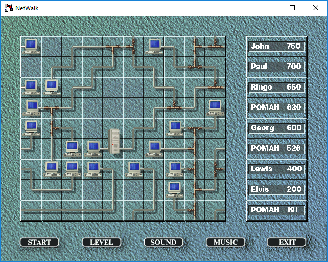 NetWalk (Windows) screenshot: Playing at Expert level