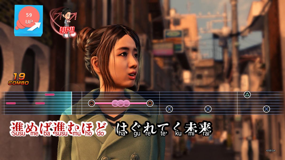 Yakuza 6: The Song of Life (PlayStation 4) screenshot: Kiryu on a karaoke date with Sora