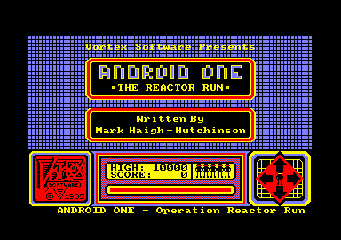 Android One: The Reactor Run (Amstrad CPC) screenshot: Title screen and main menu