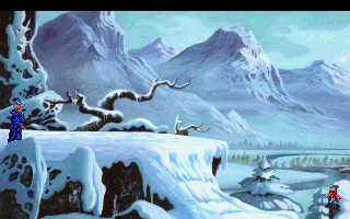 King's Quest V: Absence Makes the Heart Go Yonder! (DOS) screenshot: Snowy mountains. (CDROM version) (VGA)