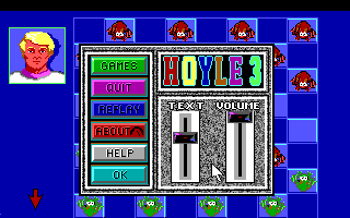 Hoyle: Official Book of Games - Volume 3 (DOS) screenshot: Option menu. (16 Color EGA Version)