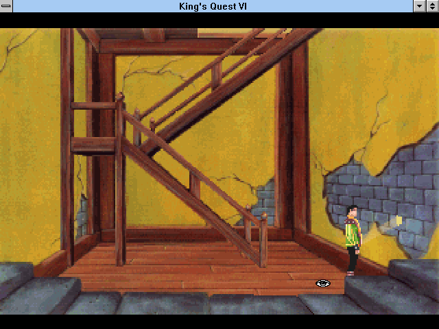 King's Quest VI: Heir Today, Gone Tomorrow (Windows 3.x) screenshot: There's a hole in the wall.