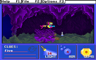 Treasure Cove! (DOS) screenshot: Exploring a nearby cave