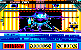 F-16 Combat Pilot (Amstrad CPC) screenshot: Choose your weapons
