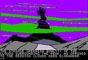 Ring Quest (Apple II) screenshot: The typical dark castle at the top?