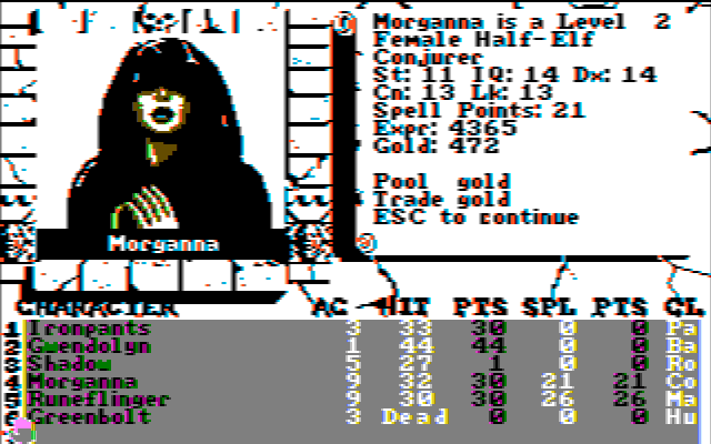 The Bard's Tale III: Thief of Fate (DOS) screenshot: Morgana (CGA w/Composite Monitor)
