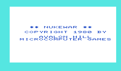 Nukewar (VIC-20) screenshot: Title screen