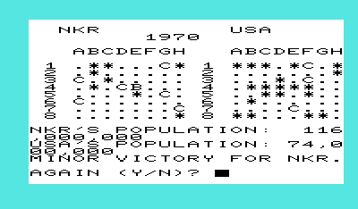 Nukewar (VIC-20) screenshot: A minor victory. Was it worth the cost?