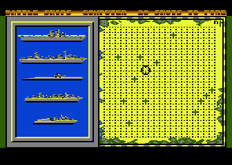 Battle Ships (Atari 8-bit) screenshot: Aiming