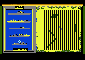 Battle Ships (Atari 8-bit) screenshot: Setting up your fleet