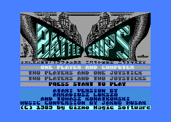 Battle Ships (Atari 8-bit) screenshot: Title screen