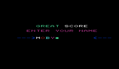 Topper (VIC-20) screenshot: Entering a high score