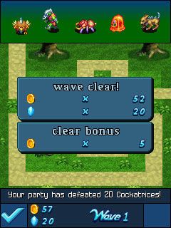 Crystal Defenders (J2ME) screenshot: Wave cleared