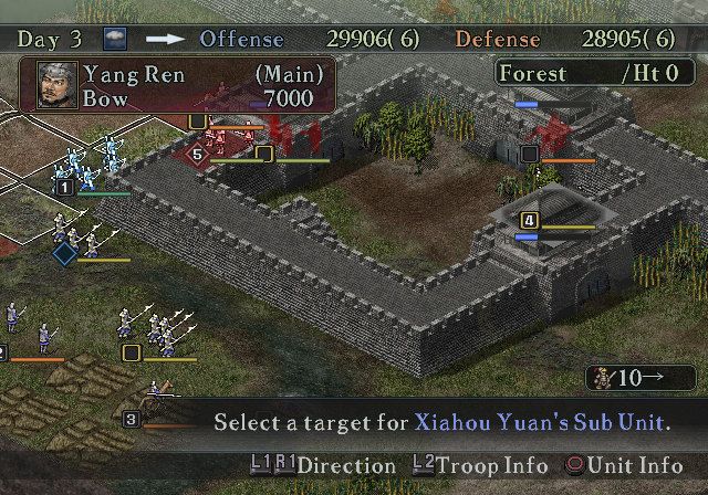 Romance of the Three Kingdoms X (PlayStation 2) screenshot: Battle screen