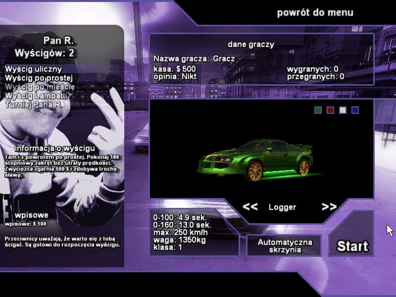 Taxi 3: Extreme Rush (Windows) screenshot: Choose track & race